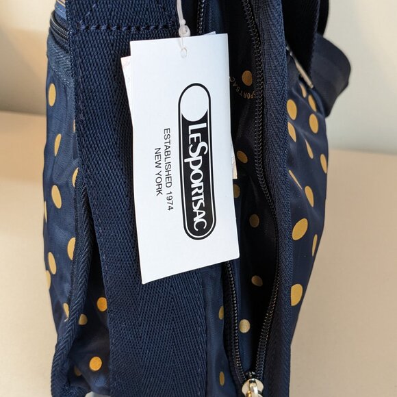 LeSportsac Blue/Golden Poker Dots Deluxe Everyday Bag Handbag - Picture 4 of 6